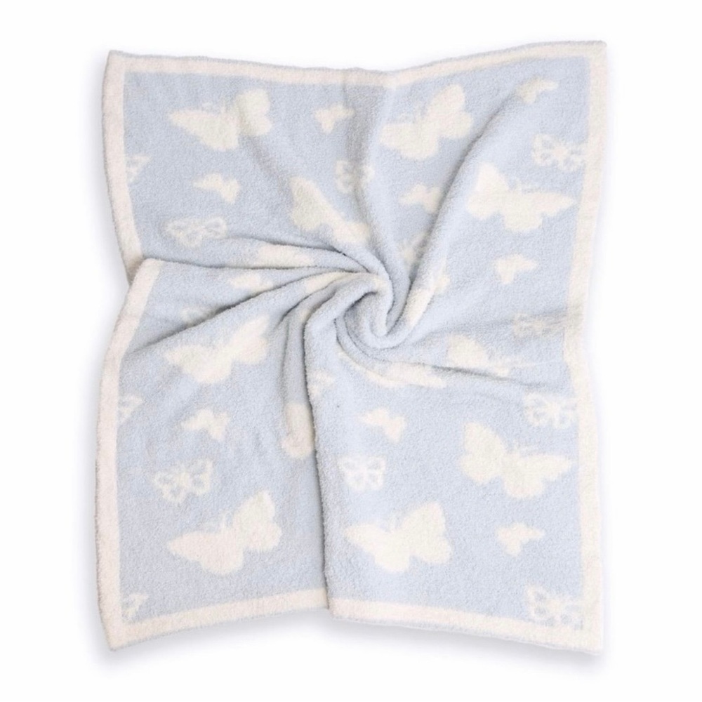 Soft Butterfly Baby Blanket for Kids - Light Blue